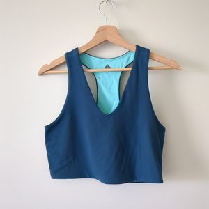 EUC Prana Atlantic Blue & Light Aqua Reversible Momento Crop Top Size L